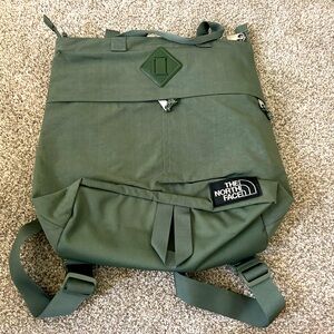 North face, green bag, with straps
